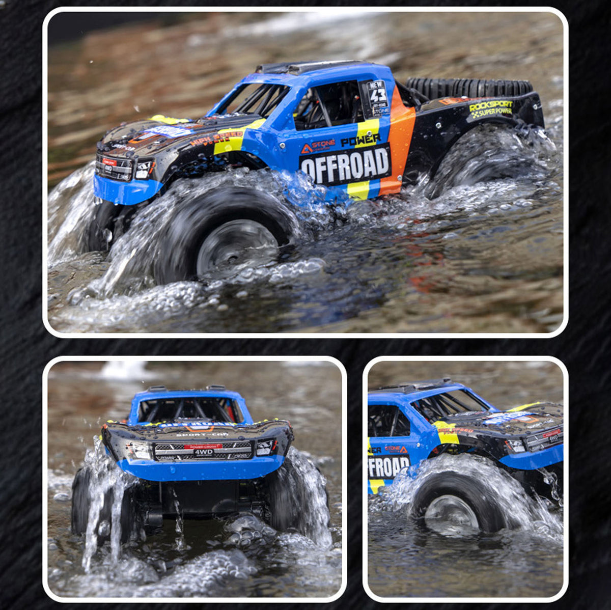 TOUCAN RC HOBBY JJRC 2.4G Remote Control Off Road Vehicle 1/14 4WD Rock Crawler Car Q205 Amphibious Waterproof Pickup Truck 360 Rotation RTR Battery