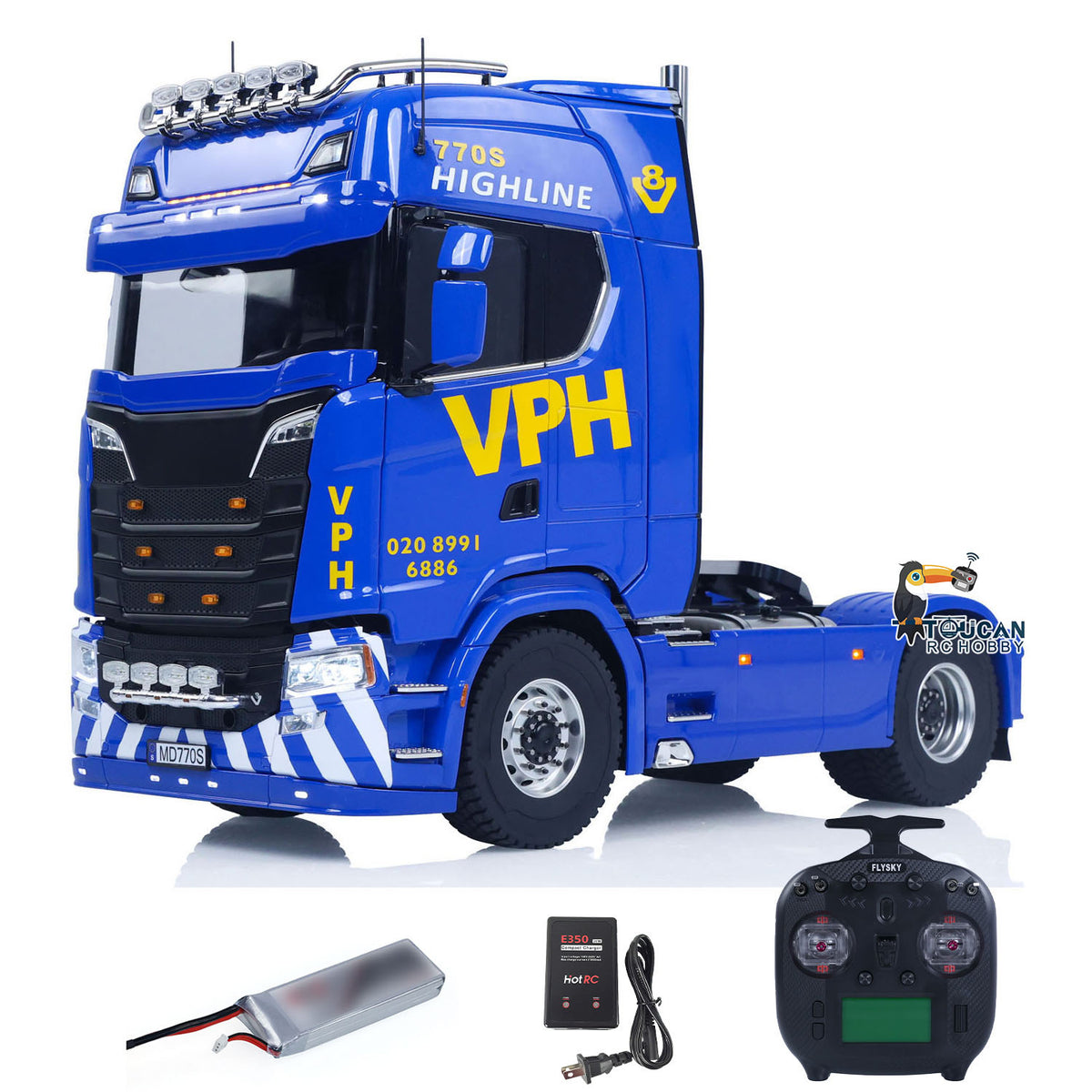TOUCAN RC HOBBY MODO SC770S 1/14 Metal 4x4 RC Tractor Truck PNP/RTR 2-Speed Gearbox Axles Differential Locks Hobbywing 1080 ESC Cab Suspension Light Sound for Model Collectors