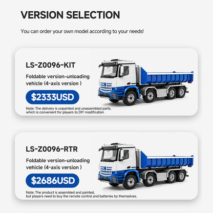 TOUCAN RC HOBBY LESU Z0096 1/14 RC Hydraulic Roll Off Dump Truck with 8x8 Metal Chassis Telescopic Hook Lift 3 Speed Transmission Light Sound