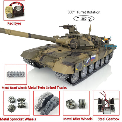 TOUCAN RC HOBBY Heng Long 1/16 TK7.0 Profession Russian T90 3938 RTR RC Tank 360 Degrees Turret Red Eyes Smoke BB IR Metal Track Sprockets Idlers Road Wheels