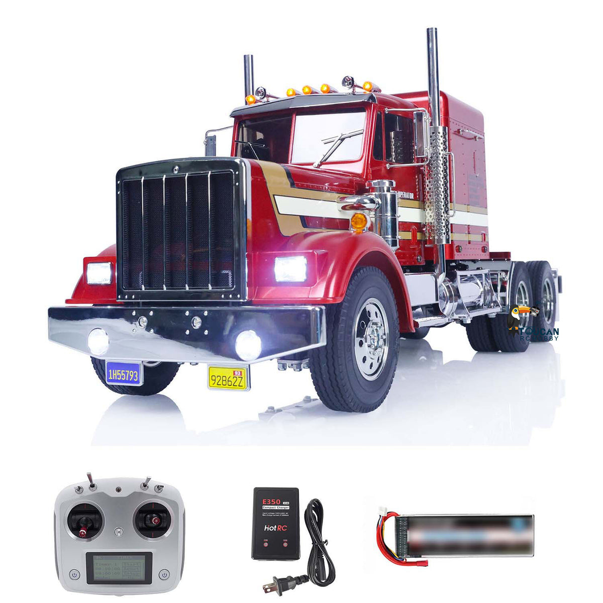 En stock TOUCAN RC HOBBY Camion tracteur radiocommandé 1/14 6*4 assemblé et peint 56301 RTR avec système de son et lumière, variateur ESC, modèles de camions