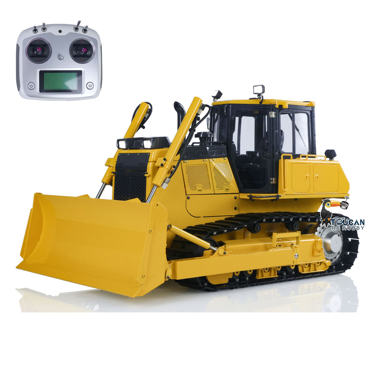 TOUCAN RC HOBBY JZModel D65EX 1/12 Metal RC Hydraulic Bulldozer PNP 3CH Valve FlySky I6S Radio Controller Light Sound System for Construction Truck Enthusiasts Outdoor