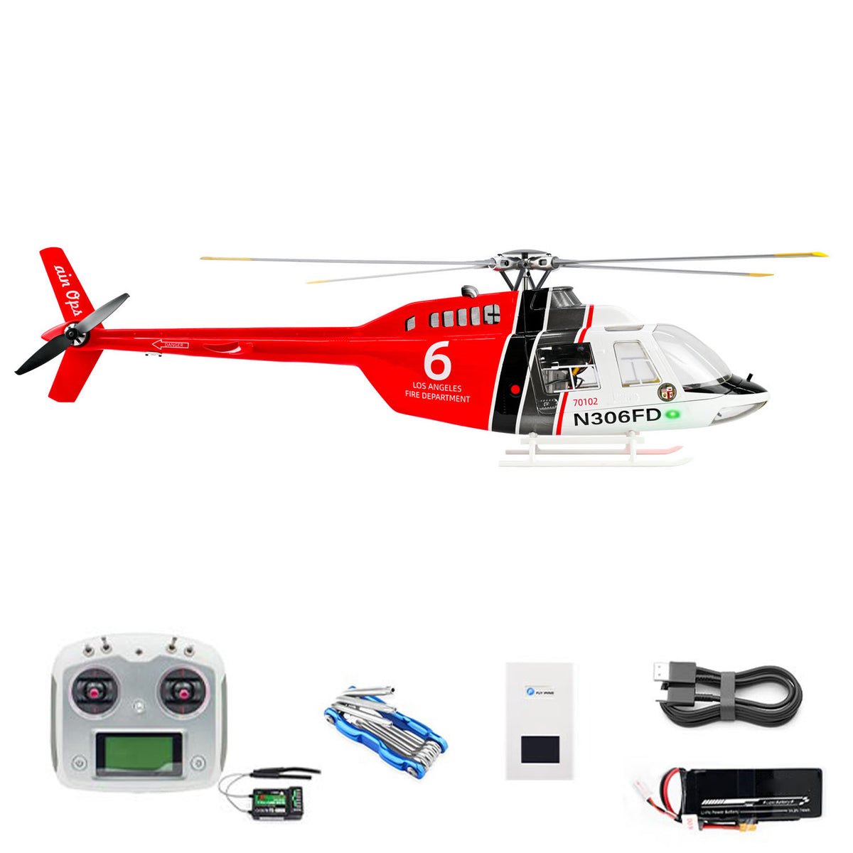 In Stock TOUCAN RC HOBBY 2.4G RC Scale FlyWing BELL 206 Helicopter 4 Blade Rotor Remote Control Aircraft GPS Brushless Motor Battery RTF Smart Drone