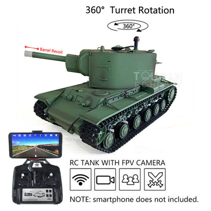 TOUCAN RC HOBBY Heng Long 1/16 Plastic TK7.0 Soviet KV-2 RTR RC Tank 3949 with FPV 360 Degrees Turret Barrel Recoil BB IR Smoke Steel Gearbox