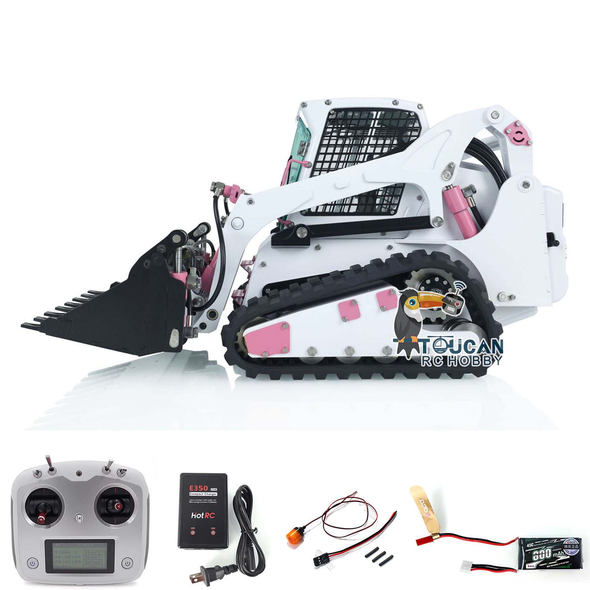 TOUCAN RC HOBBY LESU AOUE LT5 Chargeuse compacte radiocommandée 1/14 en métal, camion de construction hydraulique avec sons, lumières et radiocommande FlySky i6S pour passionnés de modélisme