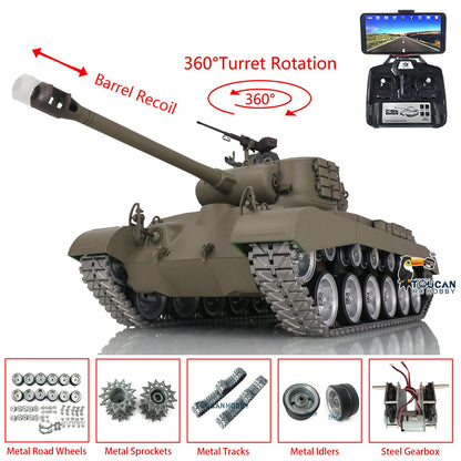 TOUCAN RC HOBBY Heng Long 1/16 TK7.0 Customized USA M26 Pershing 3838 RTR RC Tank FPV BB IR 360 Degrees Turret Smoke Metal Tracks Drive Road Idlers Wheels Gearbox