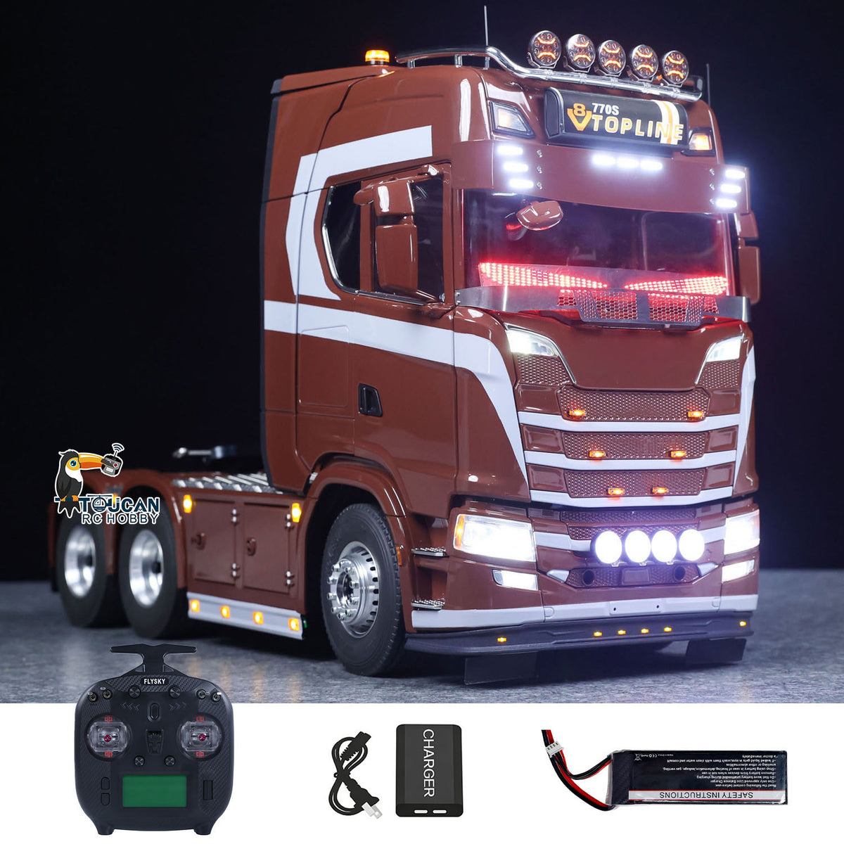 TOUCAN RC HOBBY  1/14 Remote Control Tractor Truck 770S 3Speed 6x2 Metal Chassis Axle Lock RC Lorry Vehicle Flysky ST8 Radio RTR Model