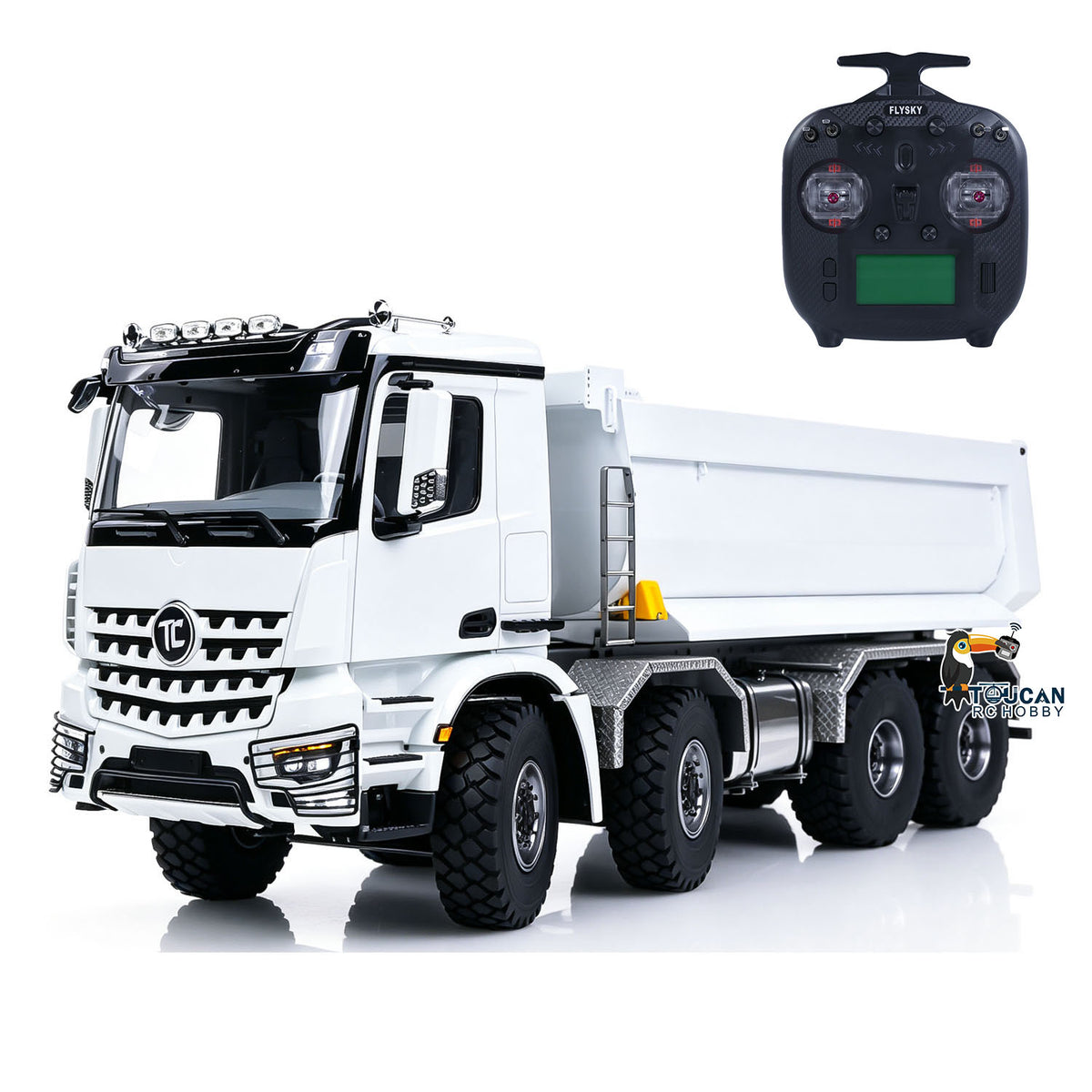 TOUCAN RC HOBBY MODO 3348 1/14 Metal 8x8 RC Hydraulic Dump Truck PNP RTR 2-Speed Gearbox Differential Locks Hobbywing Brushless Motor ESC Light Sound for Enthusiasts