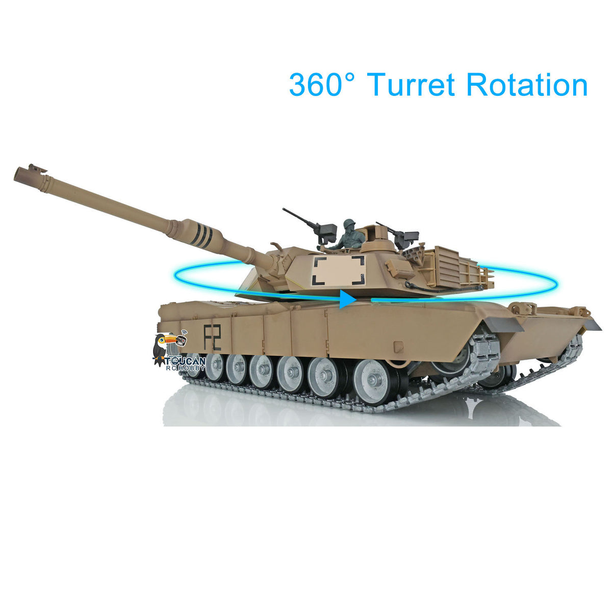 TOUCAN RC HOBBY Heng Long 1/16 RTR RC Tank 3918 M1A2 Abrams Full Metal Painted Chassis TK16 Mainboard IR Ver Smoke Upper Hull FS I6S 360 Turret