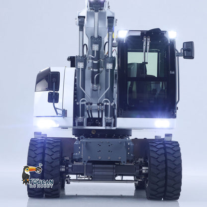 TOUCAN RC HOBBY CUT RC Hobby RC Hobby LR914 1/14 Metal RC Hydraulic Wheel Excavator RTR 7-Way Valve 4x4 Differential Lock Warning Light Sound Quick Release Coupler LCD Display for Digger Collectors