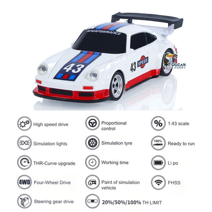 TOUCAN RC HOBBY JiaBaiLe High Speed 2.4G Mini RC Drift Car 1/43 Racing Vehicles Gyroscope 4WD Ready to Go Mini Car Radio Battery Lights Model