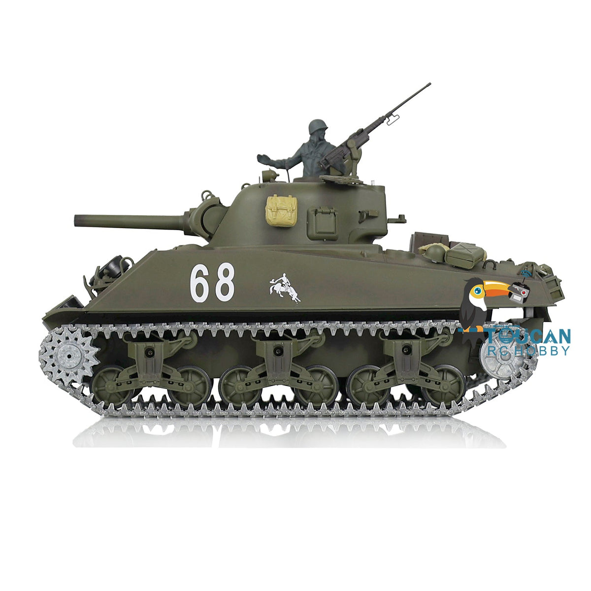 TOUCAN RC HOBBY Heng Long 1/16 TK7.0 USA M4A3 Sherman 3898 RTR RC Tank FPV Barrel Recoil 360 Degrees Turret BB IR Smoke Metal Tracks Sprockets Idlers Wheels