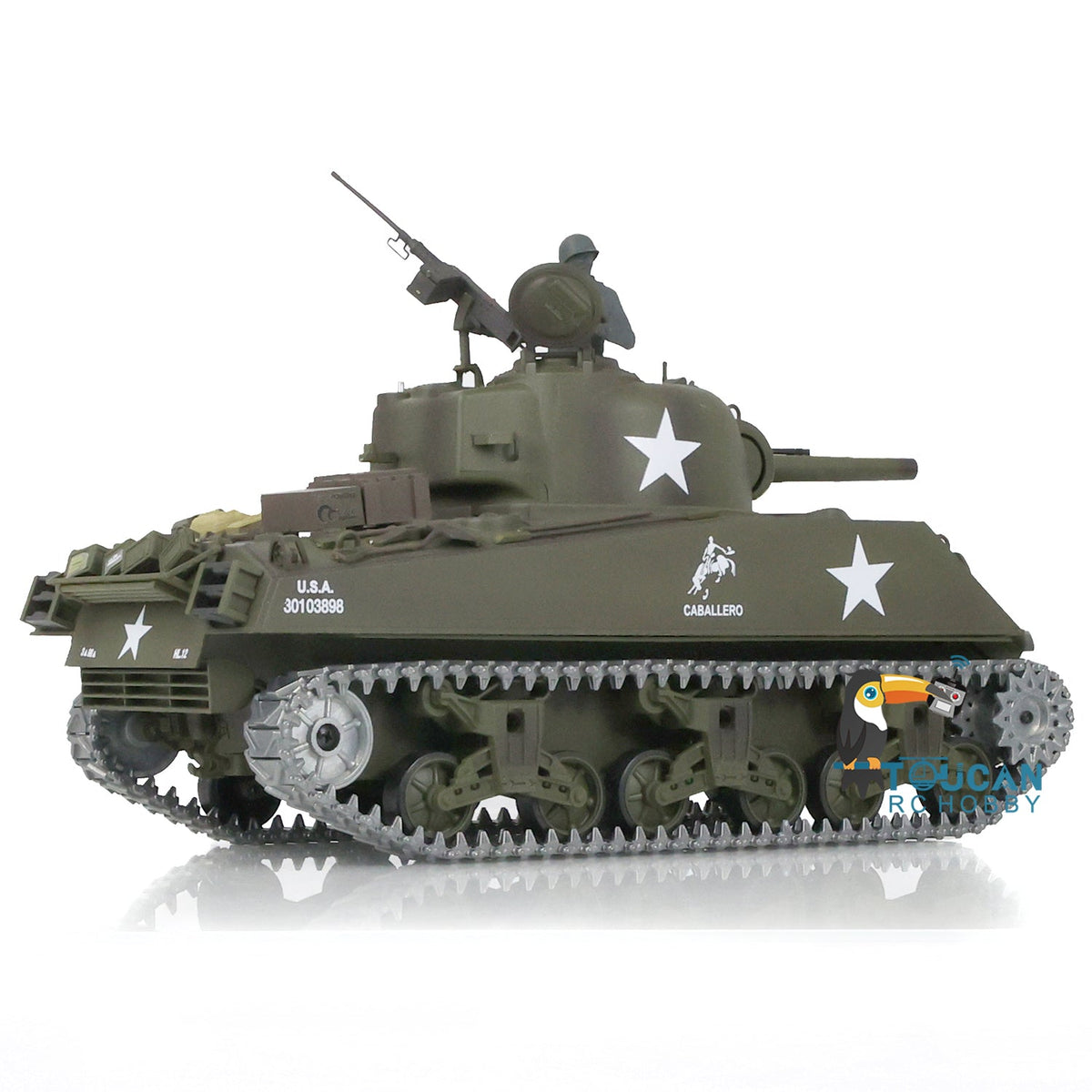 TOUCAN RC HOBBY Heng Long 1/16 TK7.0 Promotion USA M4A3 Sherman RTR RC Tank 3898 360 Degrees Turret Smoke BB IR Metal Barrel Tracks Sprockets Idlers Wheels Gearbox