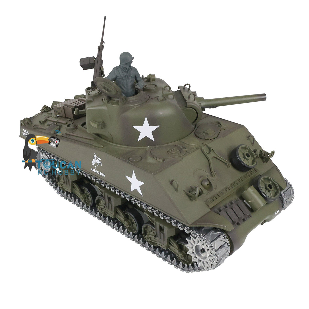 TOUCAN RC HOBBY Heng Long 1/16 TK7.0 3898 USA M4A3 Sherman RTR RC Tank Barrel Recoil Smoke 360 Degrees Turret BB IR Metal Tracks Gearbox Drive Idler Wheels