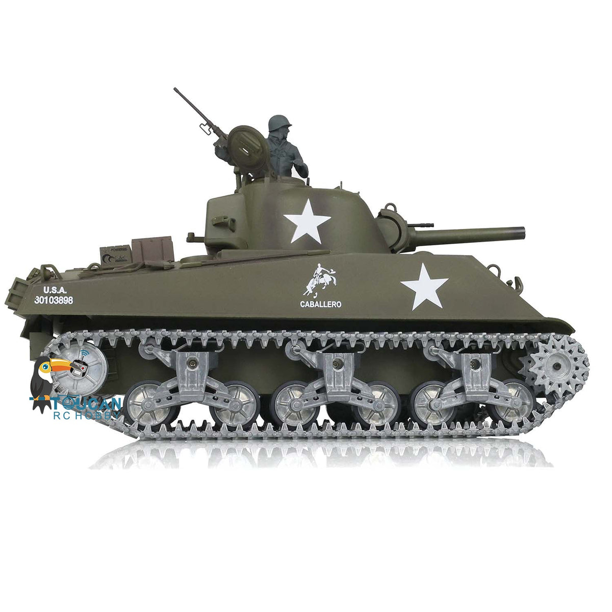 TOUCAN RC HOBBY Heng Long 1/16 TK7.0 3898 M4A3 Sherman RTR RC Tank with 360 Degrees Turret FPV IR BB Smoke Barrel Recoil Metal Tracks Sprockets Idlers Road Wheels