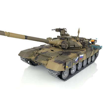 TOUCAN RC HOBBY Char RC Professionnel Heng Long 1/16 TK7.0 Russe T90 3938 avec Yeux Rouges, Tourelle à 360 Degrés, Fumée, Combat Infrarouge, Pignons, Poulies et Galets de Roulement en Métal
