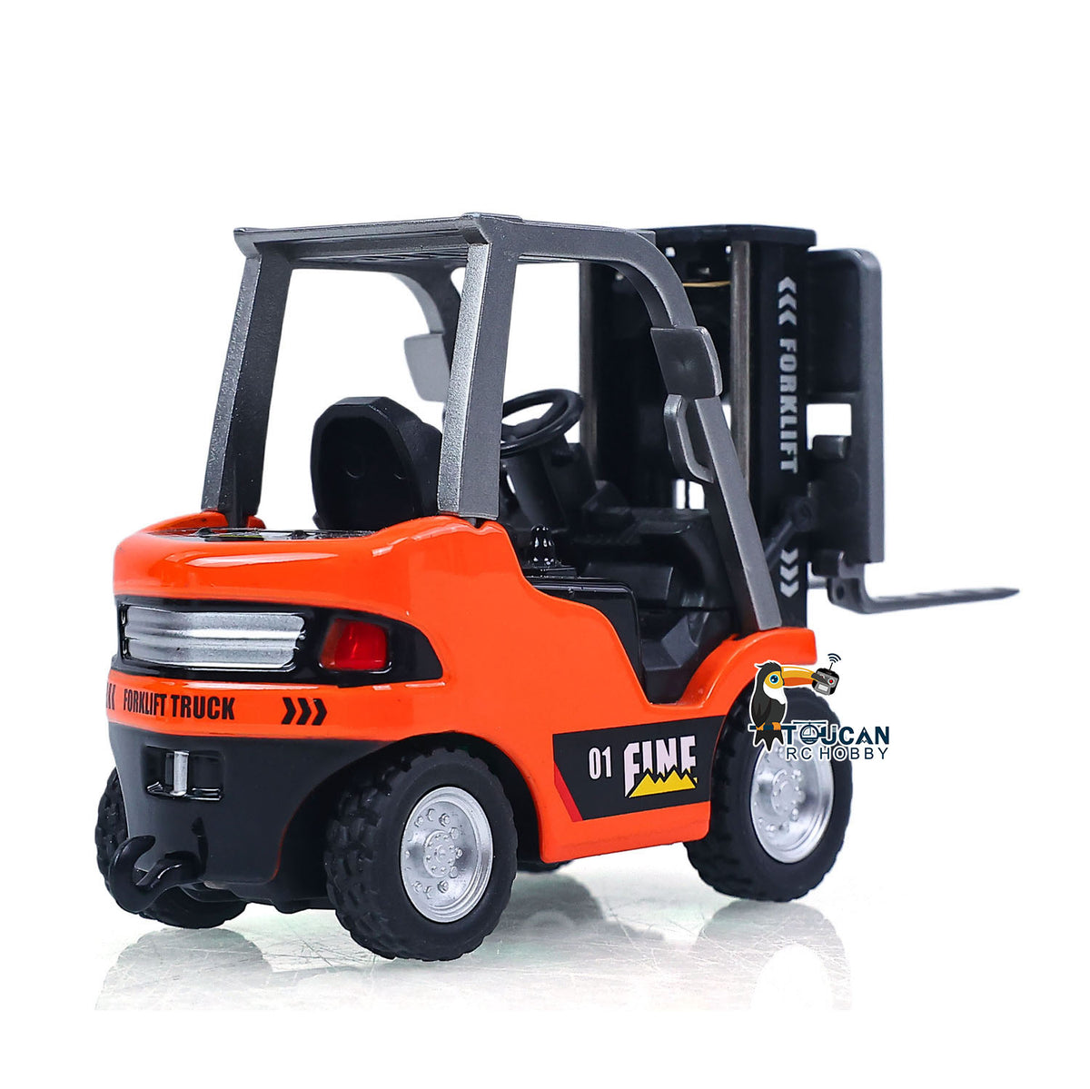 TOUCAN RC HOBBY Heng Guan 1/64 RC Forklift Full Proportion Control Realistic Details Road Barrier Desktop Ornaments Parent Child Interaction RTR