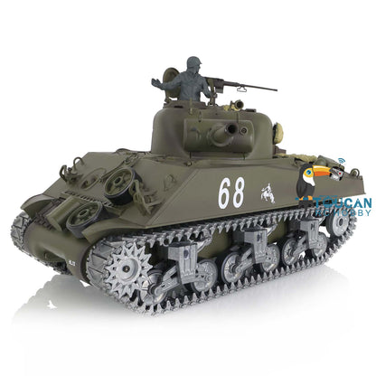 TOUCAN RC HOBBY Heng Long 1/16 TK7.0 Customized 3898 USA M4A3 Sherman RTR RC Tank Barrel Recoil 360 Degrees Turret Infrared Combat Smoke BB Metal Tracks Road Idler Drive Wheels