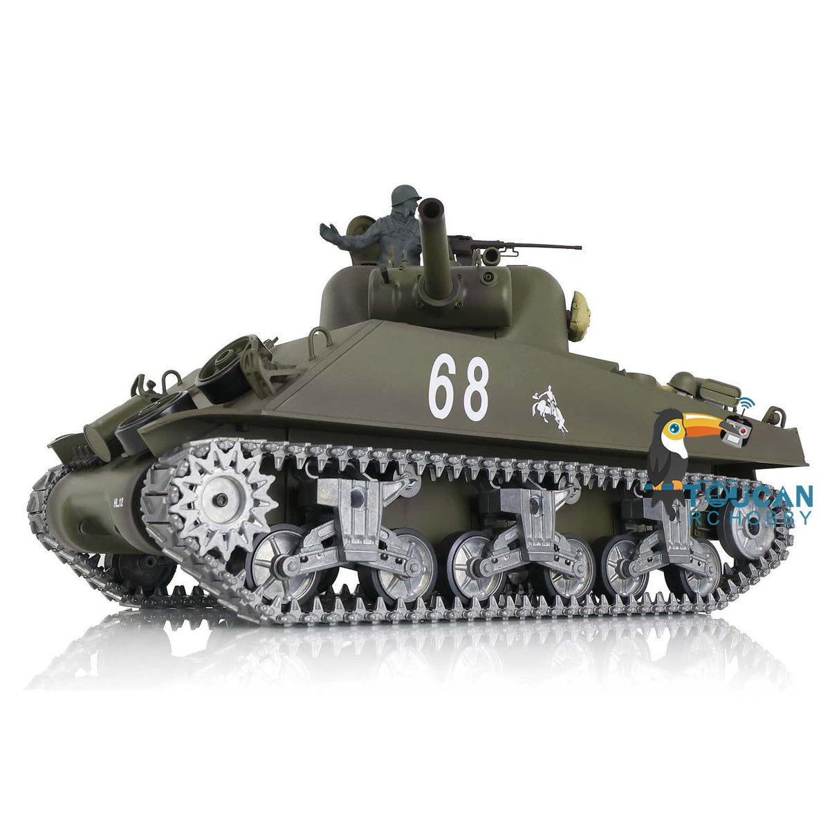 TOUCAN RC HOBBY Heng Long 1/16 TK7.0 3898 M4A3 Sherman RTR RC Tank with 360 Degrees Turret FPV IR BB Smoke Barrel Recoil Metal Tracks Sprockets Idlers Road Wheels