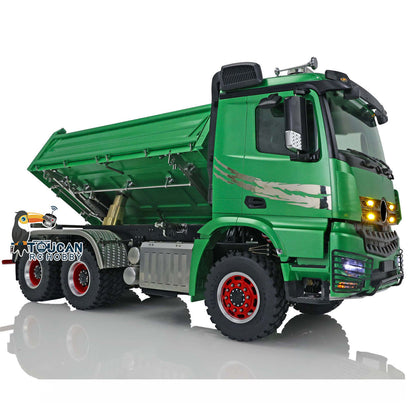 TOUCAN RC HOBBY LESU K3363 Cabin 1/14 Metal 6x6 RC Hydraulic Dump Truck 3 Speed Transmission FlySky I6S Radio Controller Differential Lock for Model Enthusiast
