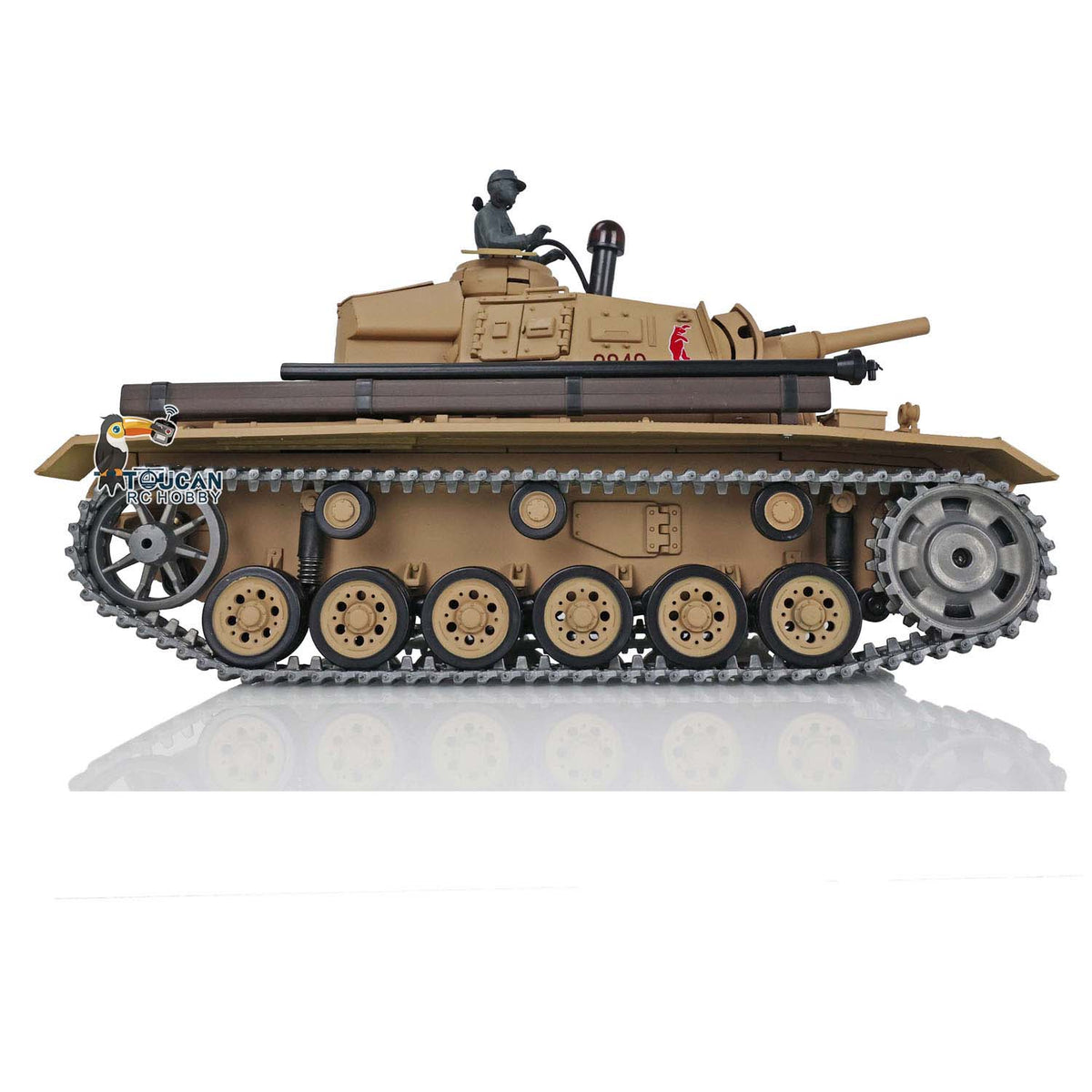 TOUCAN RC HOBBY Heng Long 1/16 Scale 7.0 Upgraded FPV Panzer III H RTR RC Tank 3849 360 Degrees Turret Metal Tracks Barrel Sprocket Wheels FPV