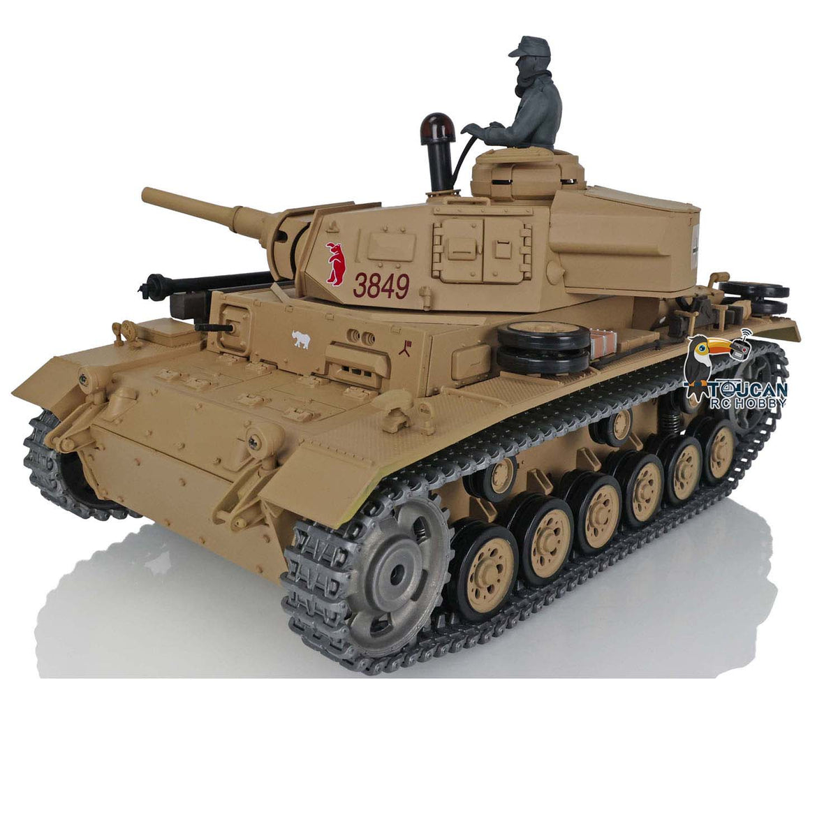 TOUCAN RC HOBBY Heng Long 1/16 Scale 7.0 Upgraded FPV Panzer III H RTR RC Tank 3849 360 Degrees Turret Metal Tracks Barrel Sprocket Wheels FPV