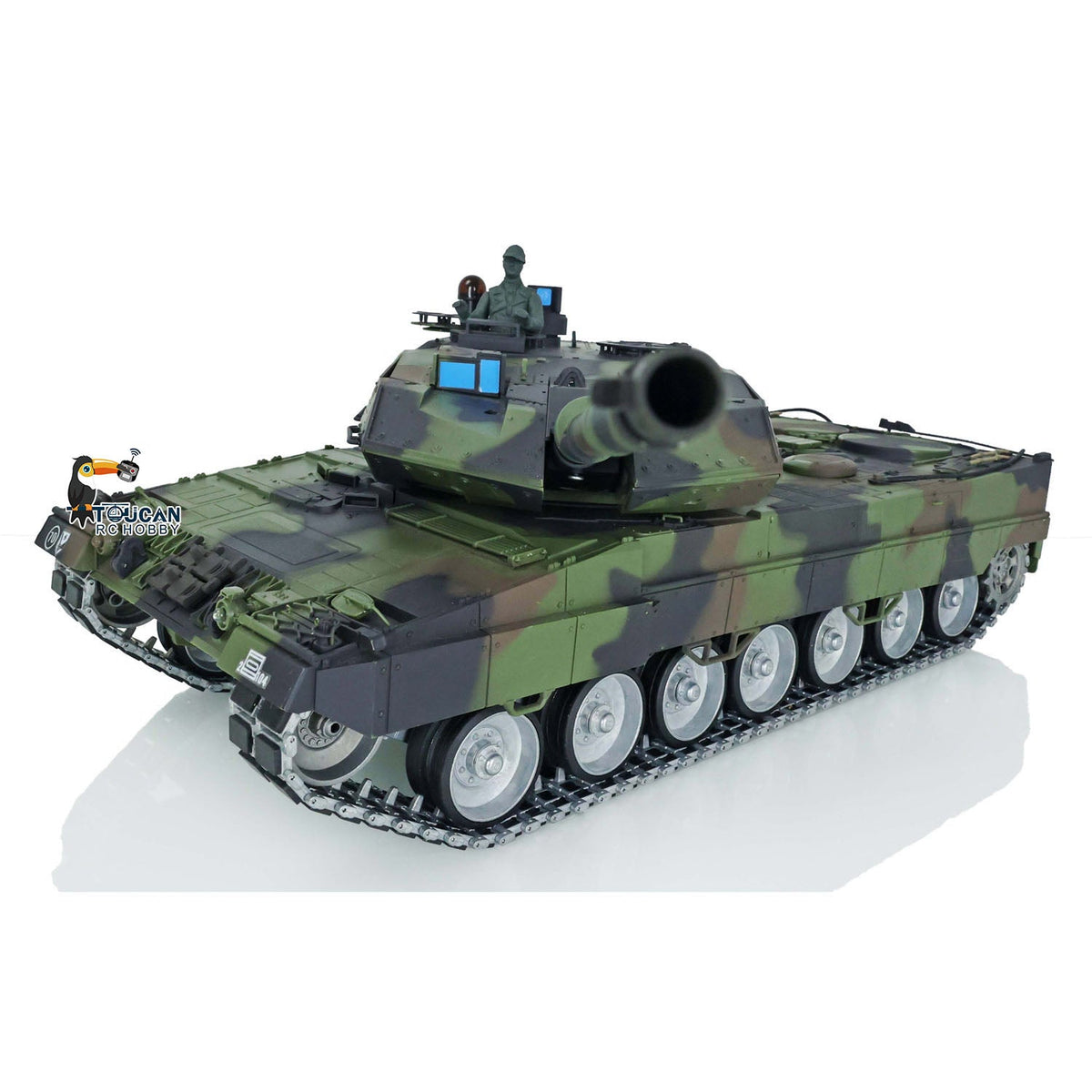 TOUCAN RC HOBBY Heng Long 1/16 TK7.0 3889 Leopard2A6 RTR RC Tank 360 Degrees Turret Barrel Recoil Smoke BB IR Metal Single Rubber Tracks Sprockets Idlers Wheels Gearbox