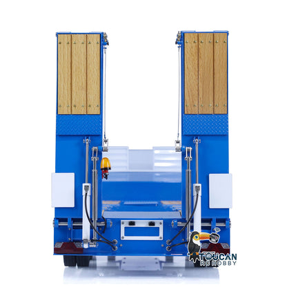 TOUCAN RC HOBBY LESU A0041 Remorque 1/14 en métal avec hayon élévateur hydraulique, pieds de support et châssis à 3 essieux pour camion tracteur radiocommandé, modèle de construction DIY