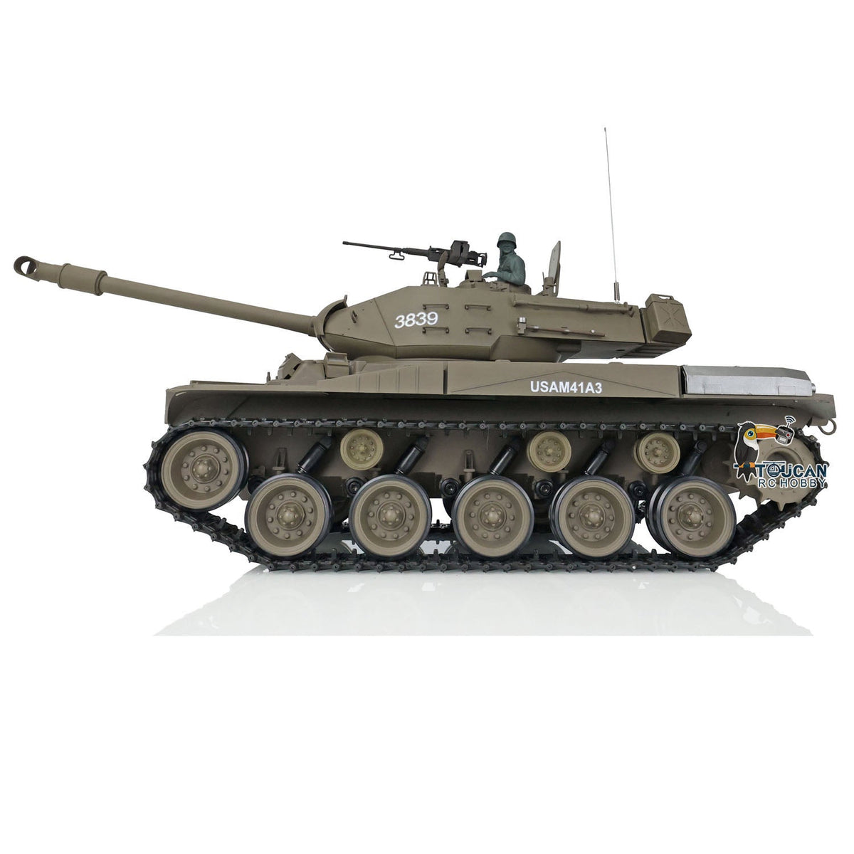 TOUCAN RC HOBBY Heng Long 1/16 Char RC USA Walker Bulldog 3839 RTR TK7.0 en plastique, FPV, tourelle 360 degrés, fumée, billes BB, infrarouge, sons, lumières, boîte de vitesses en acier
