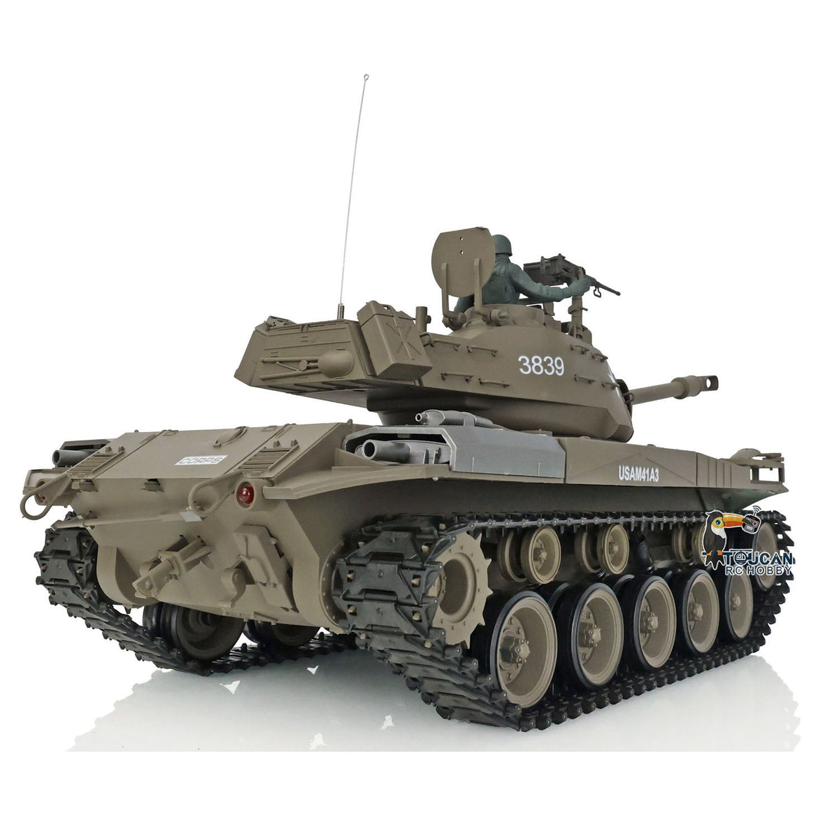 TOUCAN RC HOBBY Heng Long 1/16 Char RC USA Walker Bulldog 3839 RTR TK7.0 en plastique, FPV, tourelle 360 degrés, fumée, billes BB, infrarouge, sons, lumières, boîte de vitesses en acier