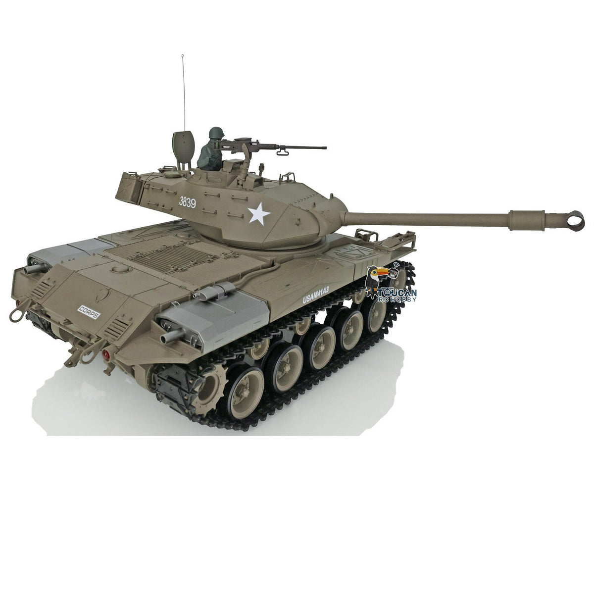 TOUCAN RC HOBBY Heng Long 1/16 TK7.0 Plastic 3838 USA M26 Pershing 3839 Walker Bulldog M41A3 RTR RC Tank Armored Vehicle Model IR BB 360 Degrees Turret Smoke