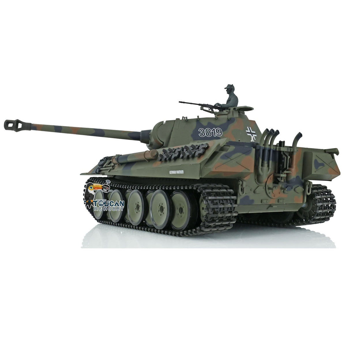 TOUCAN RC HOBBY Heng Long TK7.0 1/16 Plastic German Panther RTR RC Tank 3819 FPV 360 Degrees Turret BB IR Smoke Sounds Lights Metal Steel Driving Gearbox