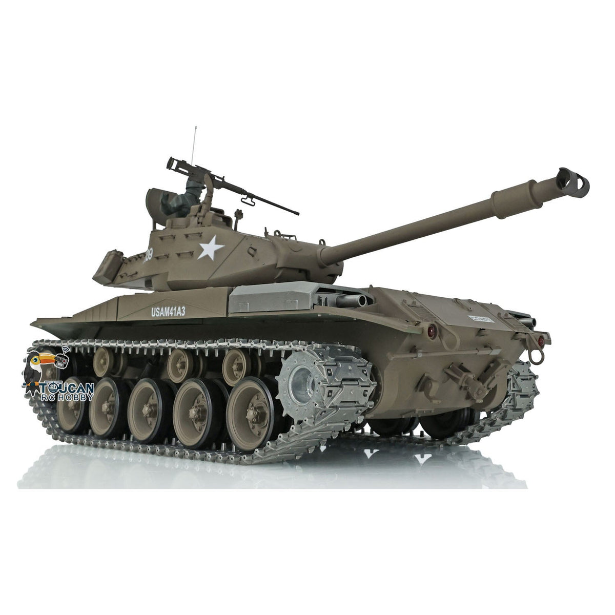 TOUCAN RC HOBBY Heng Long 1/16 TK7.0 3838 USA M26 Pershing 3839 Walker Bulldog M41A3 RTR RC Tank 360 Degrees Turret IR BB Smoke Metal Sprockets Tracks Gearbox