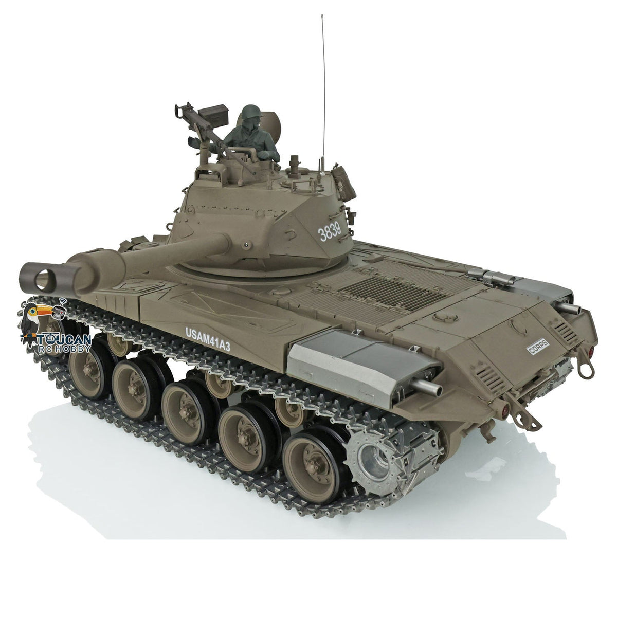 TOUCAN RC HOBBY Heng Long 1/16 TK7.0 3838 USA M26 Pershing 3839 Walker Bulldog M41A3 RTR RC Tank 360 Degrees Turret IR BB Smoke Metal Sprockets Tracks Gearbox