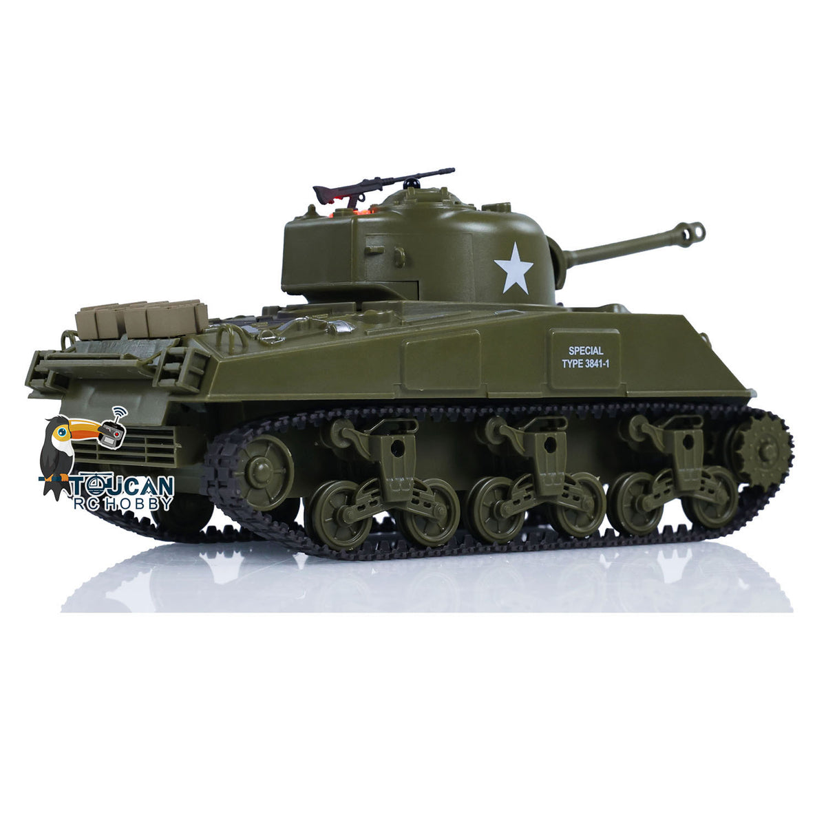 TOUCAN RC HOBBY 1/30 Heng Long Plastic RC Battle Tank Sherman M4A3 3841-01 2.4G Remote Control Panzer Military Vehicles Painted Assembled