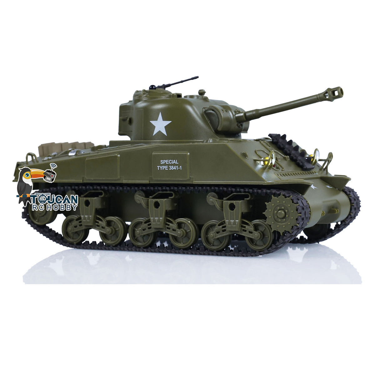 TOUCAN RC HOBBY 1/30 Heng Long Plastic RC Battle Tank Sherman M4A3 3841-01 2.4G Remote Control Panzer Military Vehicles Painted Assembled