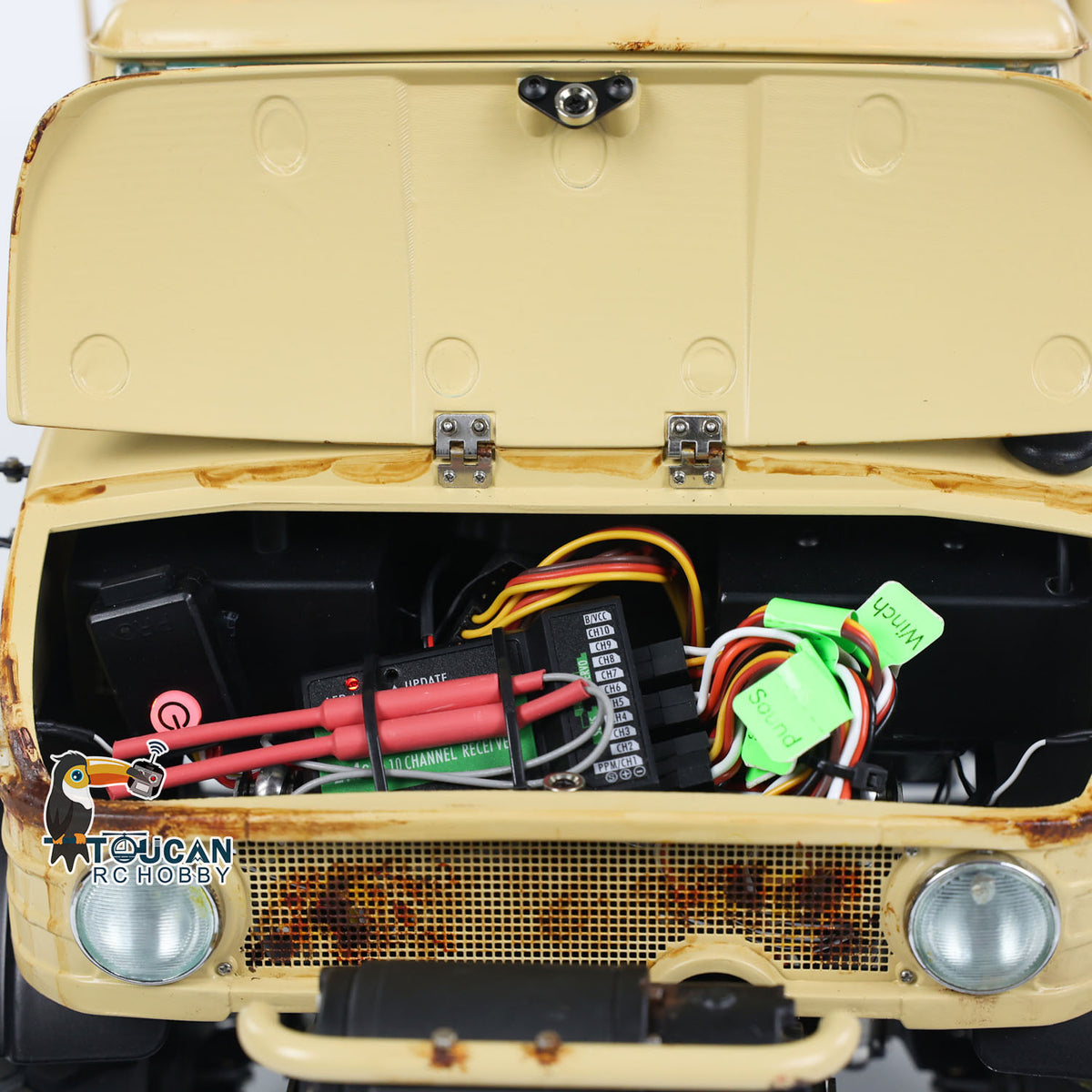 TOUCAN RC HOBBY LESU UM406 1/10 RC-Geländewagen aus Metall, 2-Gang-Getriebe, Seilwinde, Leichtmetallfelgen, Sound- und Lichtsystem, FS I6S Fernsteuerung für Outdoor-Hobbyisten