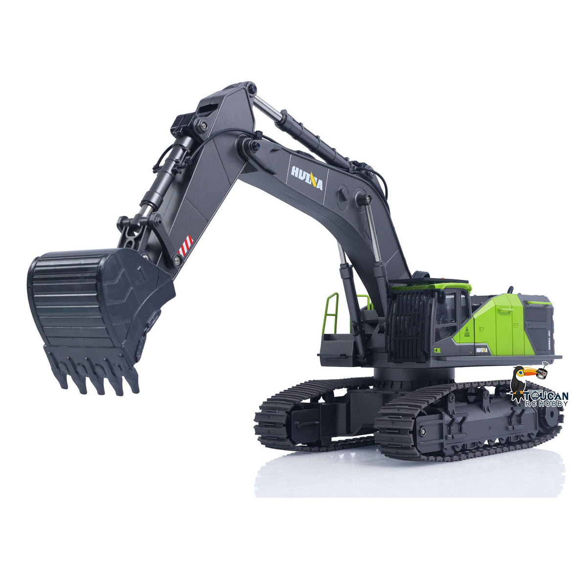 TOUCAN RC HOBBY HUINA Plastic 1/14 Metal RC Excavator 1593 28CH 2.4Ghz Radio Controlled Electric Lifting Construction Vehicle Truck Model Simulated Light Sound Battery