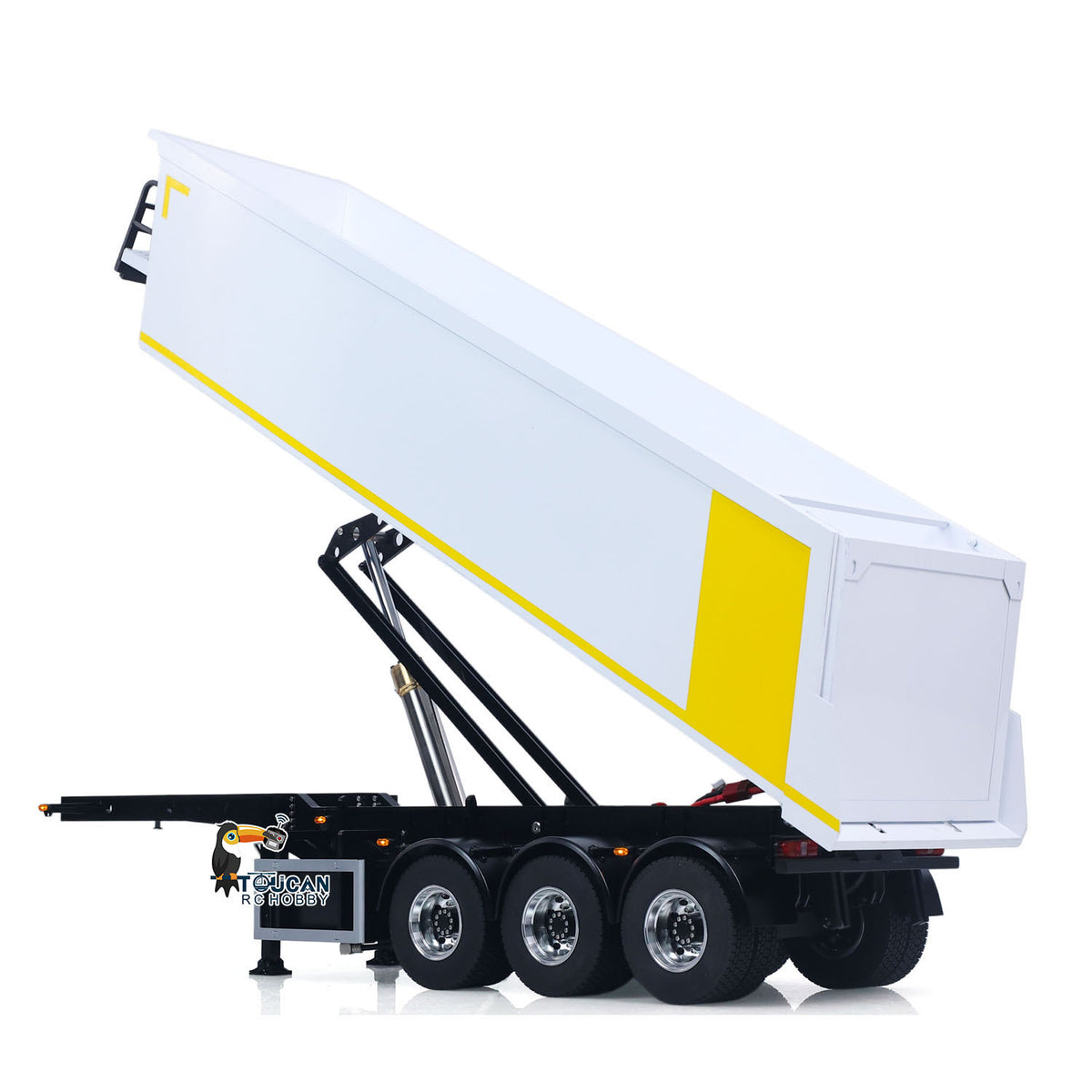 TOUCAN RC HOBBY HHG Model 3 Axles Stainless Steel Hydraulic Semi Trailer W/ Supported Leg Light System for 1/14 DIY Tamiya Remote Control Tractor Truck