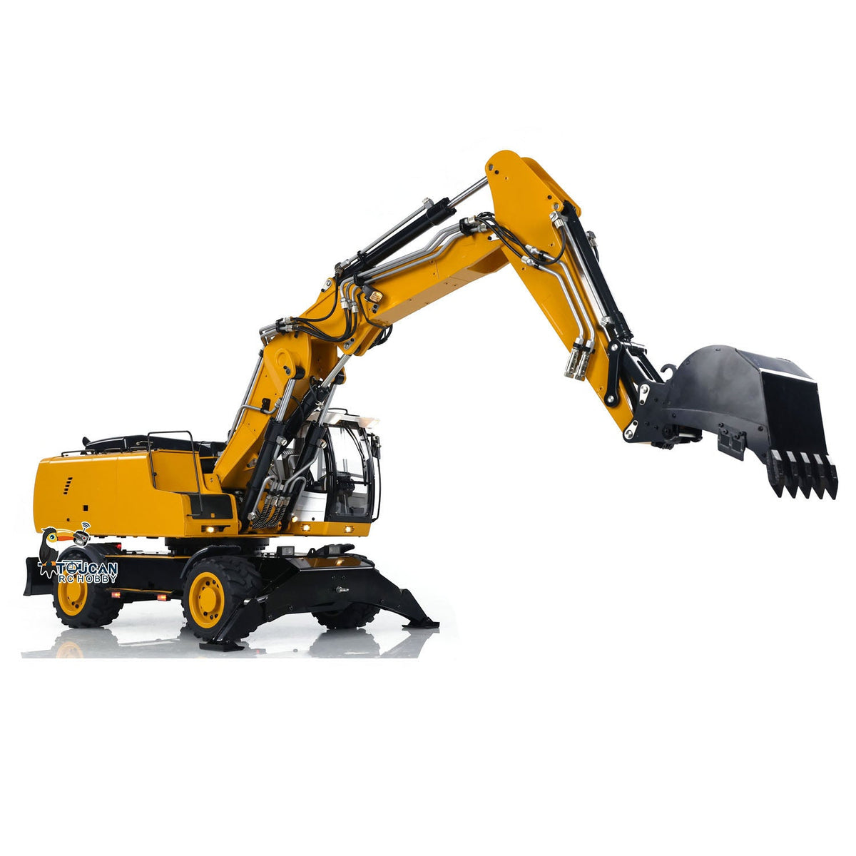 TOUCAN RC HOBBY MTModel 946-3 Metal 1/14 RC Hydraulic Excavator Grab 8-ways Reserving Valves Sound System Lights Ripper for Digger Model Enthusiasts