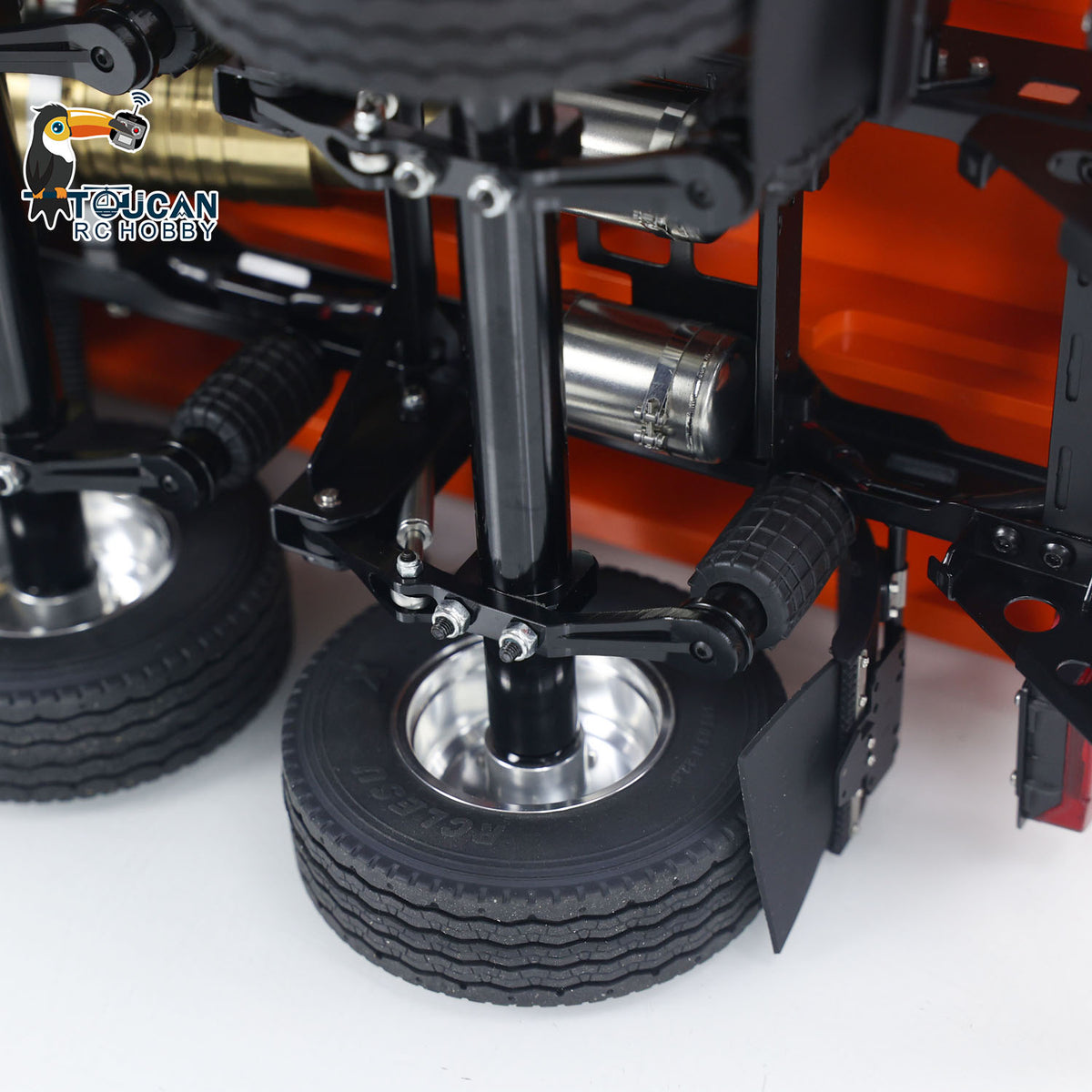 TOUCAN RC HOBBY LESU A0051-C 1/14 Metal Full Dump Trailer 2-Axle Heavy Haul Transport Vehicle Electric Landing Legs LED Lights for RC Tractor Truck DIY Models for Model Enthusiast