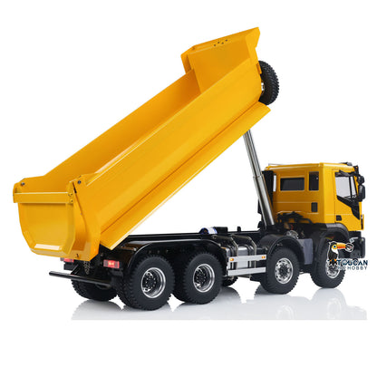 TOUCAN RC HOBBY MODO 1/14 8x8 Metal Hydraulic RC Dump Truck Remote Control Tipper Car Sound Lights Assembled Painted Model ESC Motor Servo