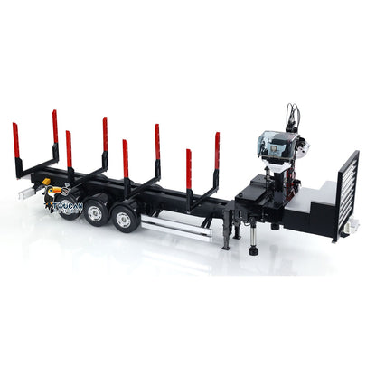 TOUCAN RC HOBBY Customized LESU Hydraulic Metal Timber Crane 1/14 RC Log Trailer Flatbed Semi Trailer Painted and Assembled 99*40*20(cm) Light System