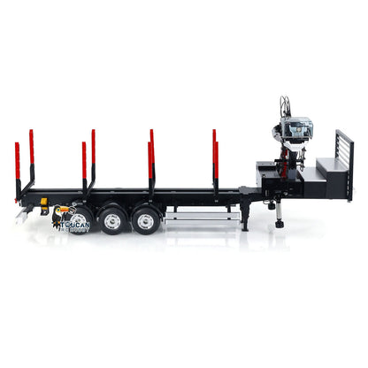 TOUCAN RC HOBBY Customized LESU Hydraulic Metal Timber Crane 1/14 RC Log Trailer Flatbed Semi Trailer Painted and Assembled 99*40*20(cm) Light System