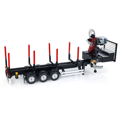 TOUCAN RC HOBBY Customized LESU Hydraulic Metal Timber Crane 1/14 RC Log Trailer Flatbed Semi Trailer Painted and Assembled 99*40*20(cm) Light System