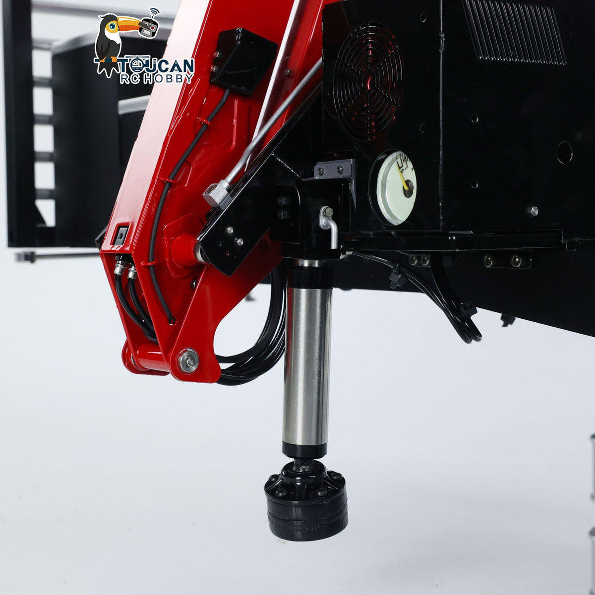 TOUCAN RC HOBBY Customized LESU Hydraulic Metal Timber Crane 1/14 RC Log Trailer Flatbed Semi Trailer Painted and Assembled 99*40*20(cm) Light System