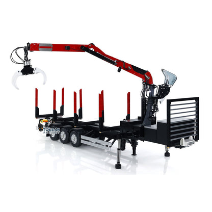 TOUCAN RC HOBBY Customized LESU Hydraulic Metal Timber Crane 1/14 RC Log Trailer Flatbed Semi Trailer Painted and Assembled 99*40*20(cm) Light System