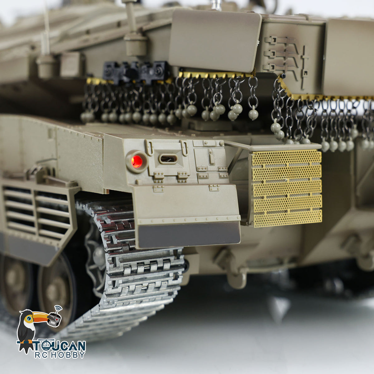 TOUCAN RC HOBBY 1/16 RC Tank Heng Long Merkava MK IV 3958 Remote Control Battle Tank Upgraded Metal Sprockets Smoke BB Shooting Dual Battery