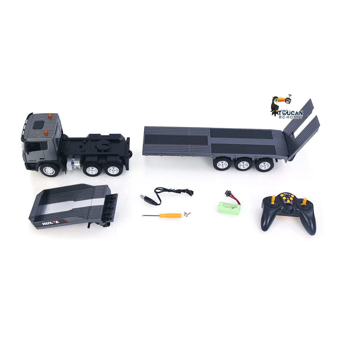 TOUCAN RC HOBBY Huina 1318 1/18 RC Tractor Truck 9CH Remote Control Cars with Flatbed Trailer