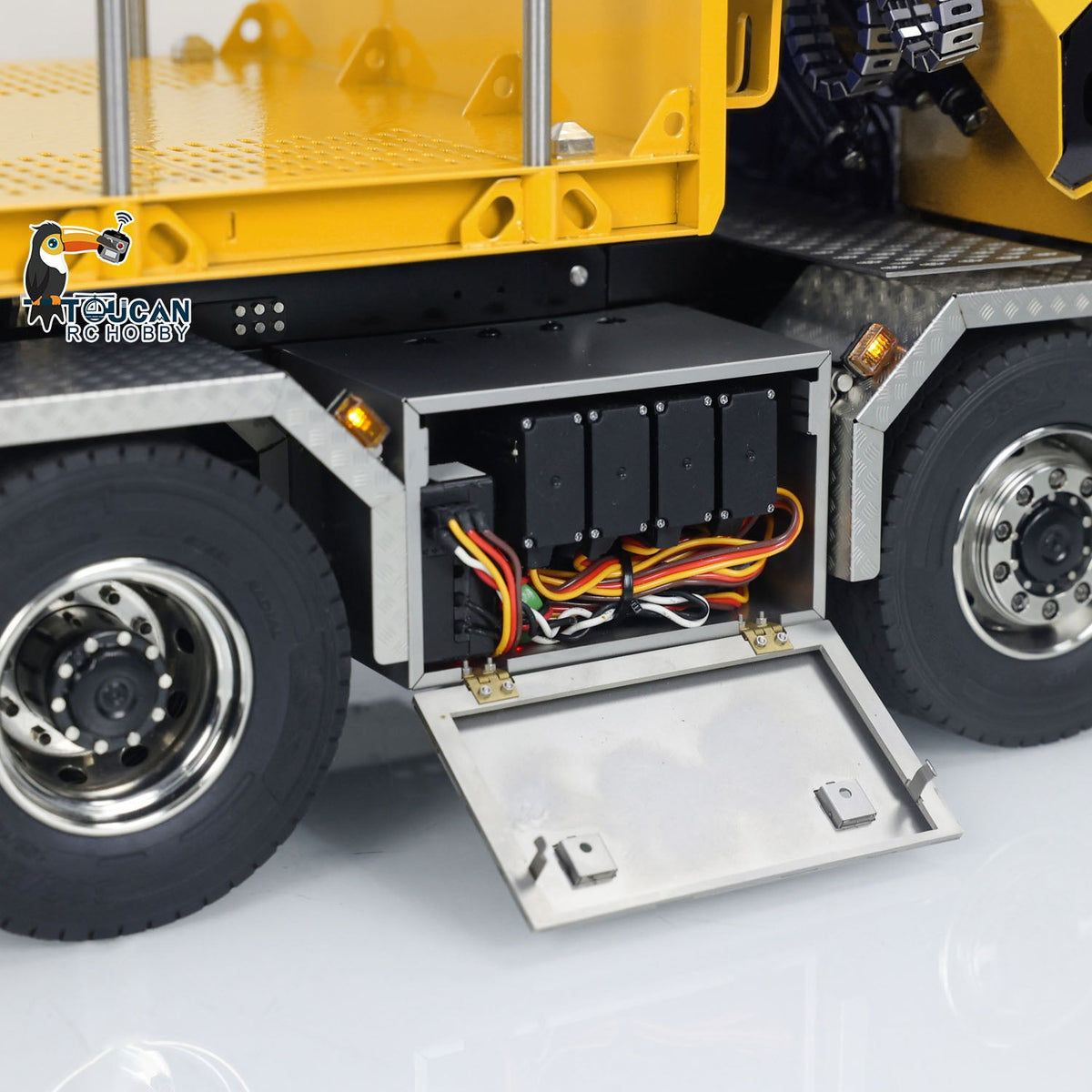 TOUCAN RC HOBBY LXY 1:14 10*10 RC Hydraulic Crane Full Dump Metal Lorry Rear Axle Steering with U-shaped Short High Standard Bucket Timber Flatbed